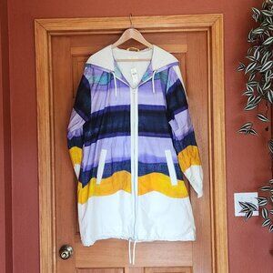 Anthropologie Maeve Purple, White, and Orange Coat Jacket